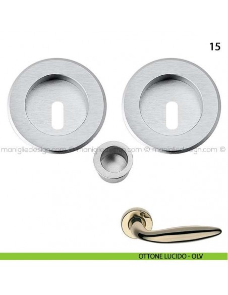 Kit tondo foro chiave con trascinatore e serratura art.15 ottone lucido - OLV