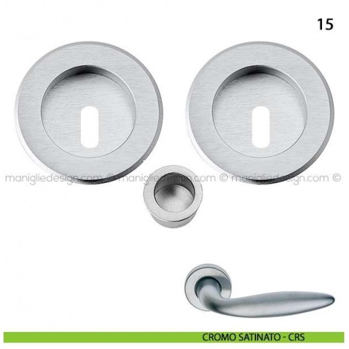 Kit tondo foro chiave con trascinatore e serratura art.15 cromo satinato - CRS