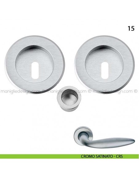 Kit tondo foro chiave con trascinatore e serratura art.15 cromo satinato - CRS