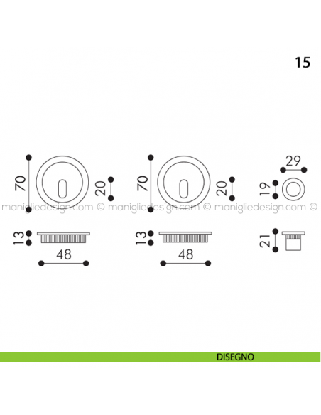 Kit tondo foro chiave con trascinatore e serratura art.15 disegno