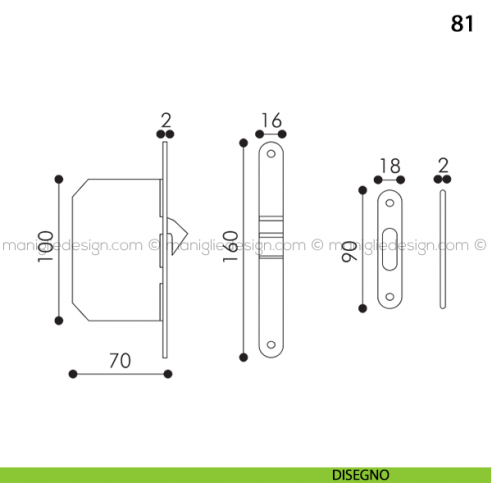 Kit tondo foro chiave con trascinatore e serratura art.15 disegno