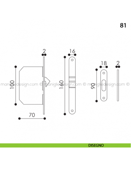 Kit tondo foro chiave con trascinatore e serratura art.15 disegno