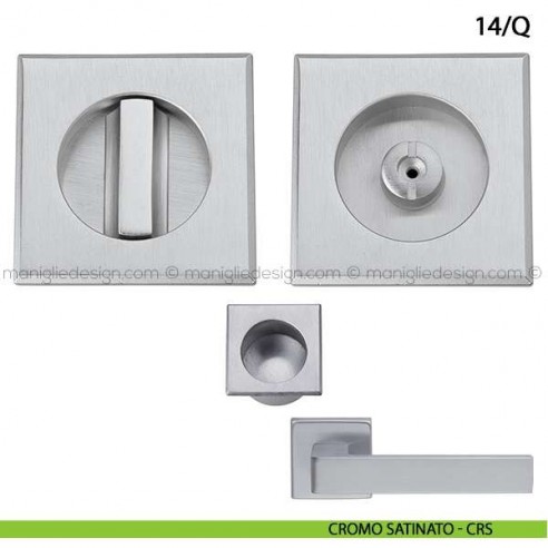 Kit quadrato nottolino + taglio vite con trascinatore e serratura art.14/Q cromo satinato - CRS