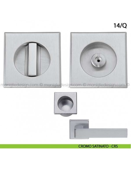 Kit quadrato nottolino + taglio vite con trascinatore e serratura art.14/Q cromo satinato - CRS