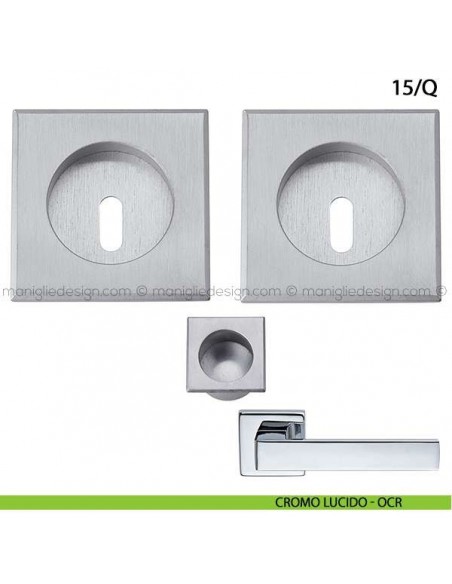 Kit quadrato foro chiave con trascinatore e serratura art.15/Q cromo lucido - OCR