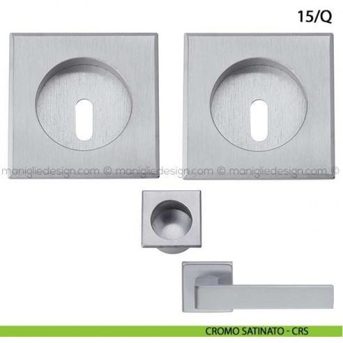 Kit quadrato foro chiave con trascinatore e serratura art.15/Q cromo satinato - CRS