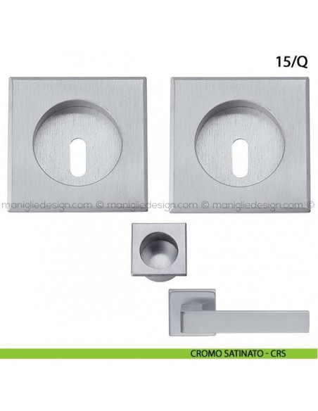 Kit quadrato foro chiave con trascinatore e serratura art.15/Q cromo satinato - CRS