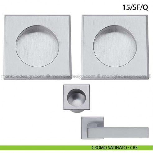 Kit quadrato senza foro chiave con trascinatore art.15/SF/Q cromo satinato - CRS