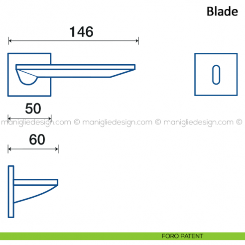 Maniglia per porta Blade Frascio foro patent