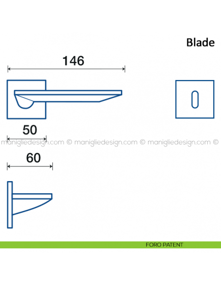 Maniglia per porta Blade Frascio foro patent