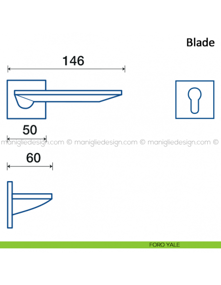 Maniglia per porta Blade Frascio foro yale