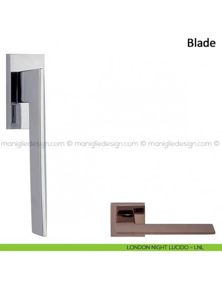 Maniglia per finestra martellina DK Blade Frascio london night lucido