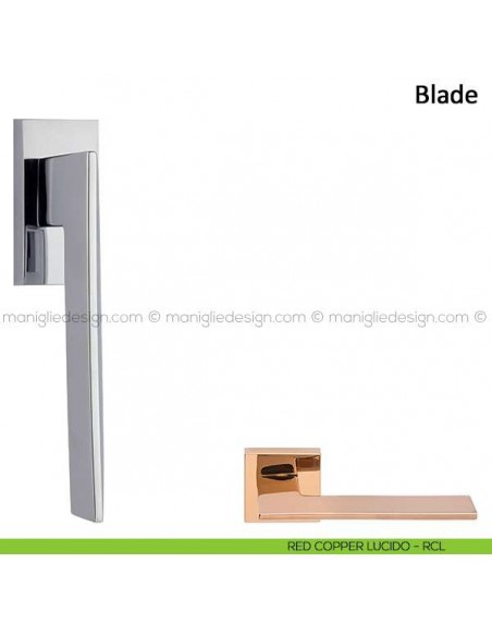Maniglia per finestra martellina DK Blade Frascio red copper lucido