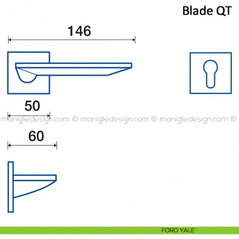 Maniglia per porta Blade Frascio con rosetta bassa foro yale