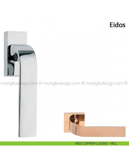 Maniglia per finestra martellina DK Eidos Frascio red copper lucido