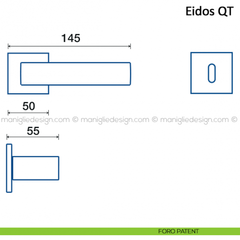 Maniglia per porta Eidos Frascio con rosetta bassa foro patent