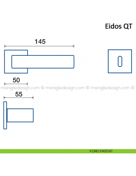 Maniglia per porta Eidos Frascio con rosetta bassa foro patent