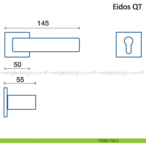 Maniglia per porta Eidos Frascio con rosetta bassa foro yale