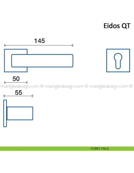 Maniglia per porta Eidos Frascio con rosetta bassa foro yale