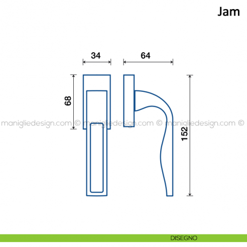 Maniglia per finestra martellina DK Jam Frascio