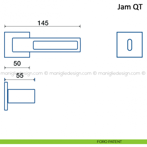 Maniglia per porta Jam Frascio con rosetta foro patent