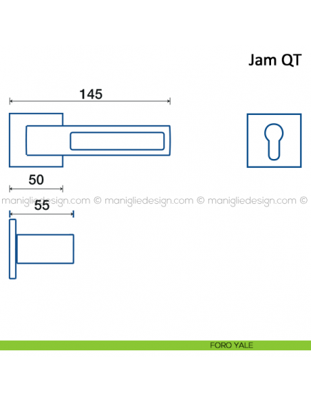 Maniglia per porta Jam Frascio con rosetta foro yale