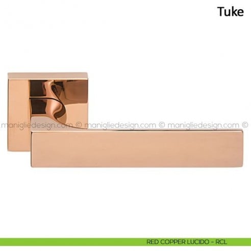 Maniglia per porta Tuke Frascio red copper lucido