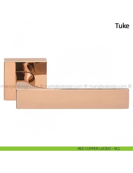 Maniglia per porta Tuke Frascio red copper lucido