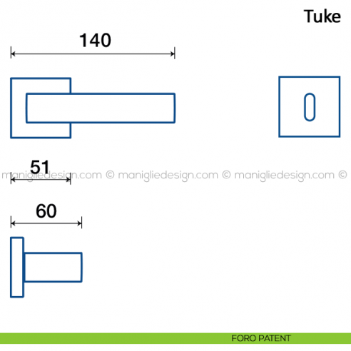 Maniglia per porta Tuke Frascio foro patent