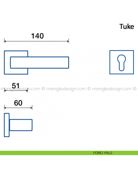Maniglia per porta Tuke Frascio foro yale