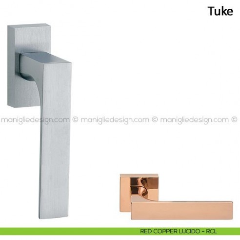Maniglia per finestra martellina DK Tuke Frascio red copper lucido