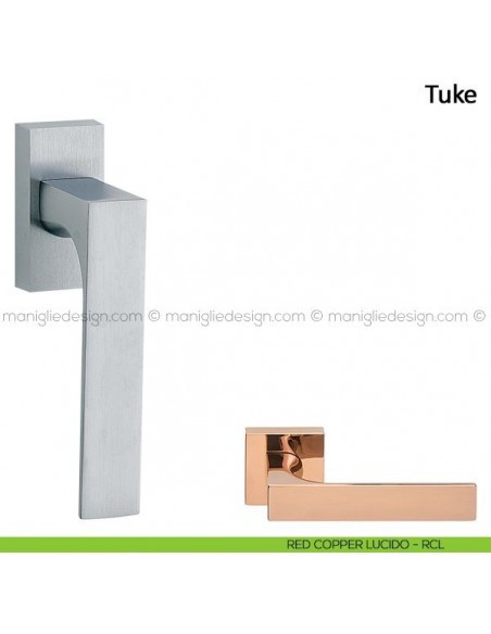 Maniglia per finestra martellina DK Tuke Frascio red copper lucido