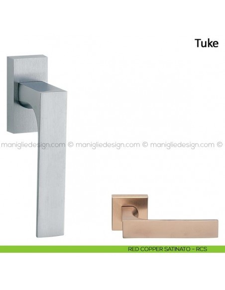 Maniglia per finestra martellina DK Tuke Frascio red copper satinato