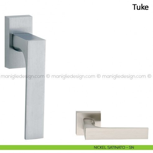 Maniglia per finestra martellina DK Tuke Frascio nickel satinato