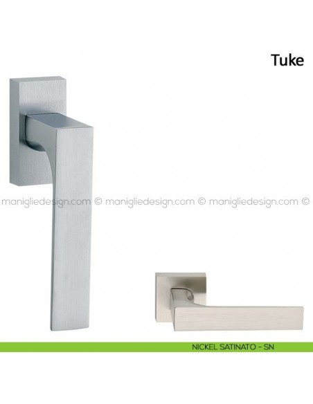 Maniglia per finestra martellina DK Tuke Frascio nickel satinato