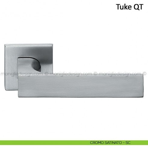 Maniglia per porta Tuke Frascio con rosetta bassa cromo satinato