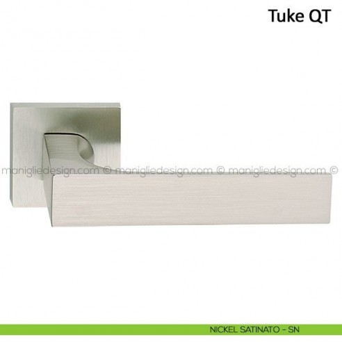 Maniglia per porta Tuke Frascio con rosetta bassa nickel satinato