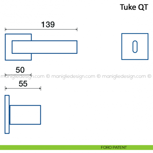 Maniglia per porta Tuke Frascio con rosetta bassa foro patent