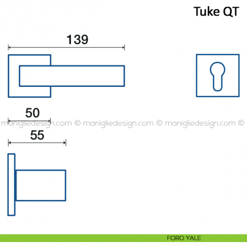 Maniglia per porta Tuke Frascio con rosetta bassa foro yale