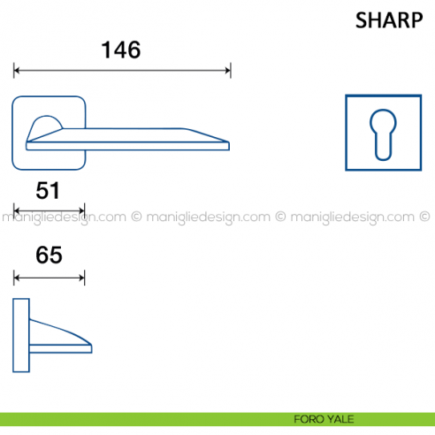 Maniglia per porta Sharp Frascio foro yale