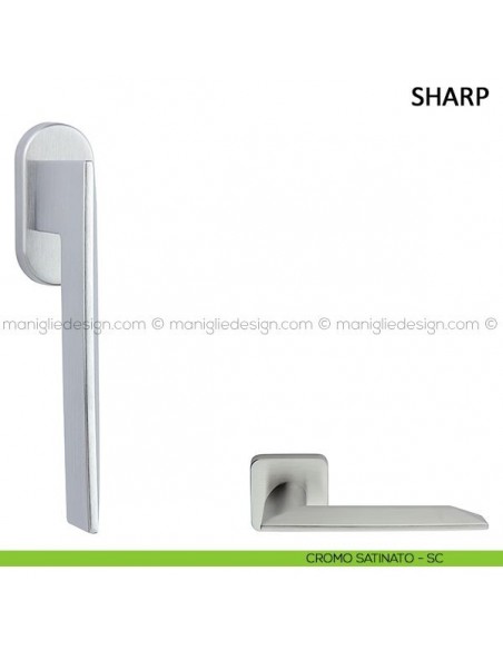 Maniglia per finestra martellina DK Sharp Frascio cromo satinato