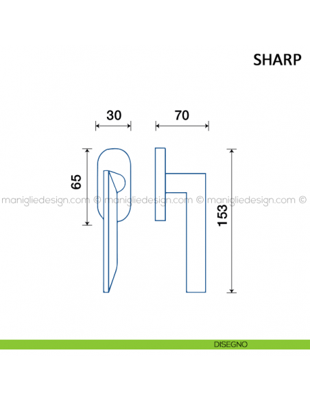 Maniglia per finestra martellina DK Sharp Frascio disegno