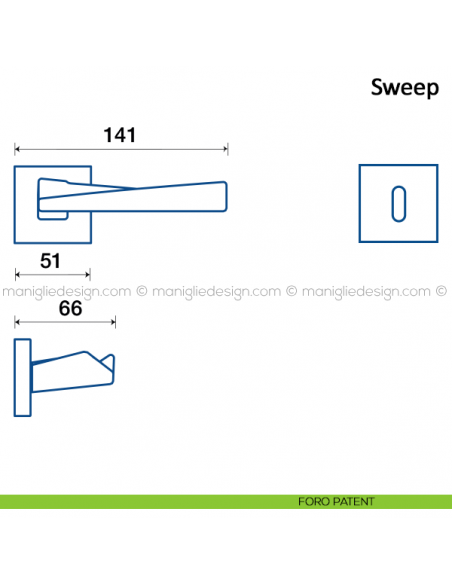 Maniglia per porta Sweep Frascio foro patent