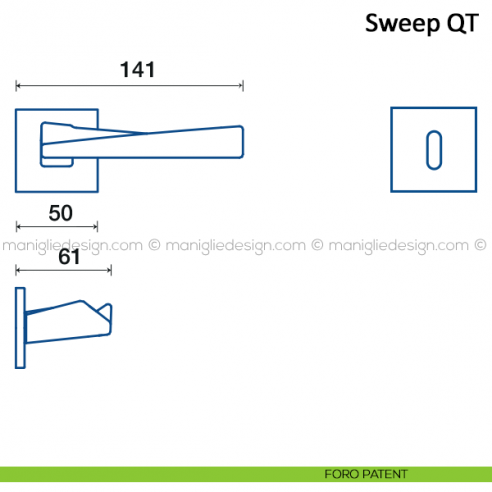Maniglia per porta Sweep Frascio con rosetta bassa foro patent