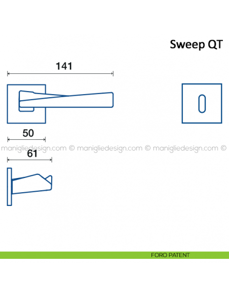 Maniglia per porta Sweep Frascio con rosetta bassa foro patent