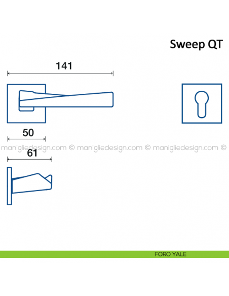 Maniglia per porta Sweep Frascio con rosetta bassa foro yale
