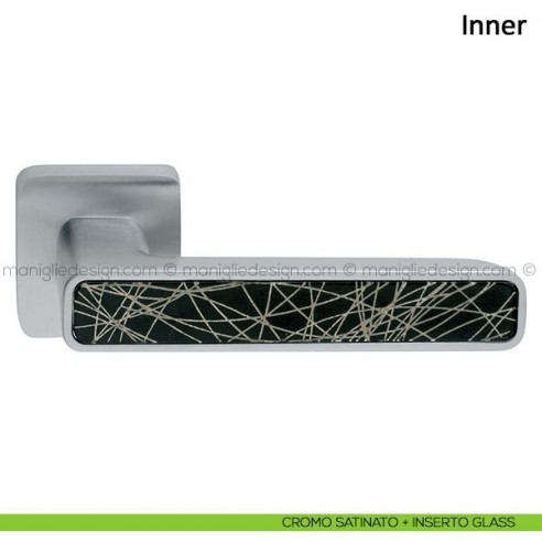 Maniglia per porta Inner Frascio cromo satinato + inserto glass