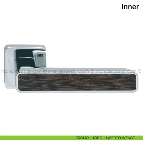 Maniglia per porta Inner Frascio cromo lucido + inserto wengè