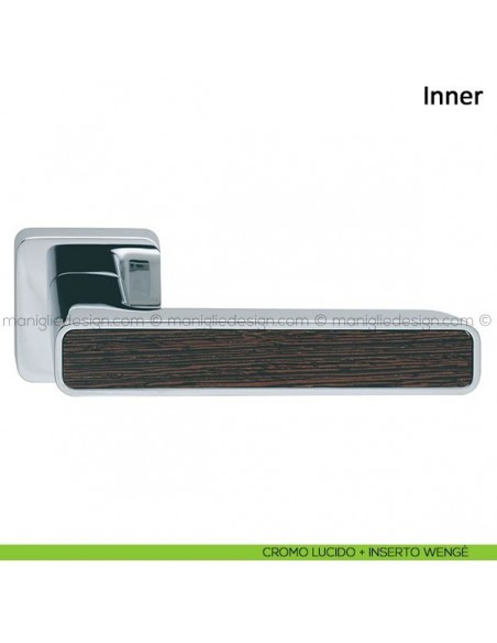 Maniglia per porta Inner Frascio cromo lucido + inserto wengè