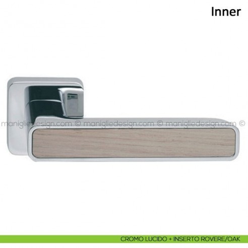 Maniglia per porta Inner Frascio cromo lucido + inserto rovere/oak